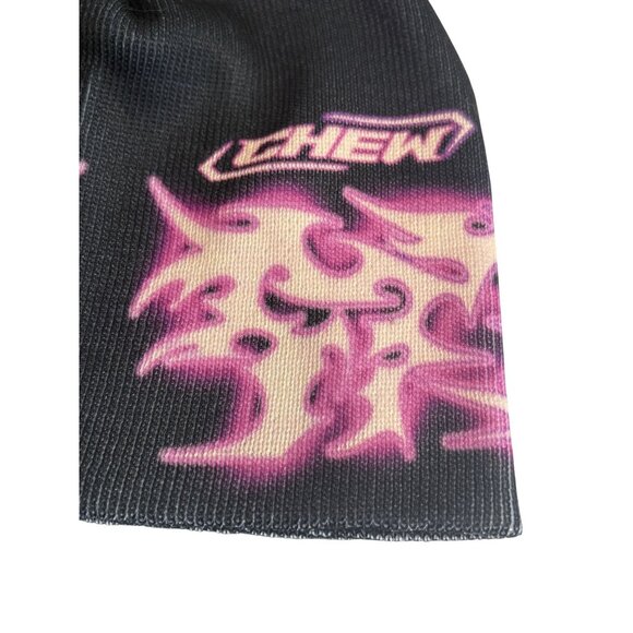 Chew Forever Static Beanie in Black With Pink and Purple Flames - Picture 3 of 4